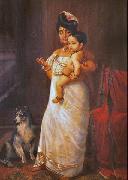 Raja Ravi Varma There Comes Papa painting